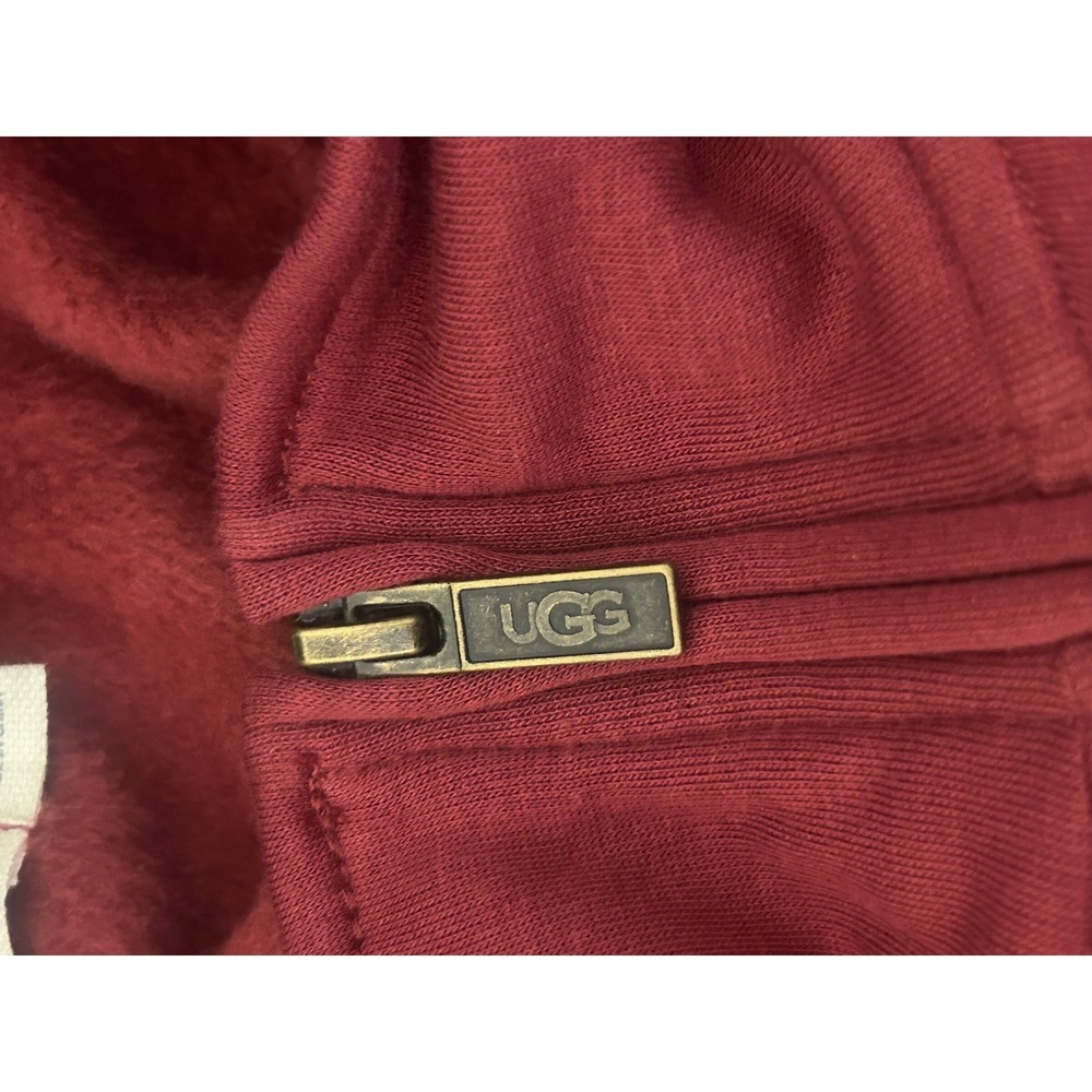 UGG Quarter Zip Pullover Men XL Burgundy Excellence Fleece Lined Cotton Blend - Picture 5 of 8
